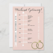 ピンクの花嫁の女友達週末旅行用ホイルリング - グレー 招待状 (正面)