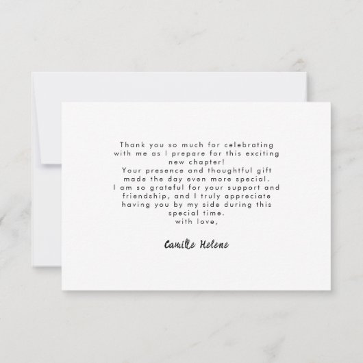 ピンクの花嫁の結婚前お披露目パーティー サンキューカード (裏面)