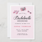 ピンクの花嫁の週末の予定招待状 招待状 (正面)