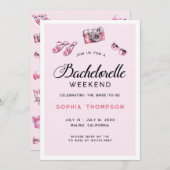 ピンクの花嫁の週末の予定招待状 招待状 (正面/裏面)