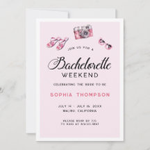 ピンクの花嫁の週末の予定招待状