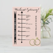 ピンクの花嫁の週末旅行用ホイルリング 招待状 (スタンド正面)