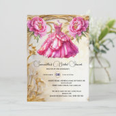ピンクの花嫁はフローラのボールガウン牡丹の花になる 招待状 (スタンド正面)
