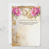 ピンクの花嫁はフローラのボールガウン牡丹の花になる 招待状 (裏面)