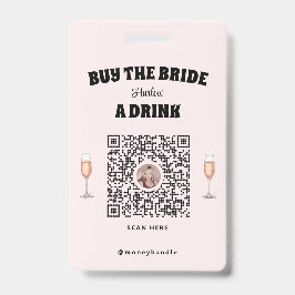 ピンクの花嫁への乾杯 QRコード バッジ