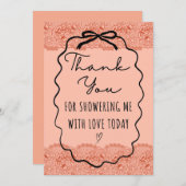 ピンクの花嫁シャワー サンキューカード (正面/裏面)