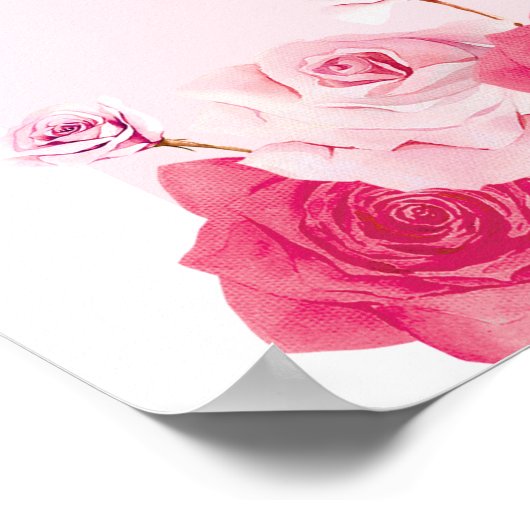 ピンクの花嫁シャワー ミス トゥ ミセス ウェルカムサイン 花 ポスター (角)