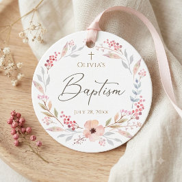 ピンクの花嫁バプテスマラウンド フェイバータグ