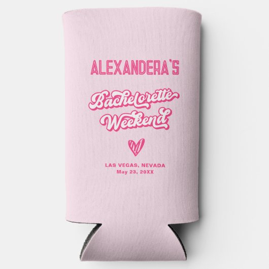 ピンクの花嫁パーティーの景品 スリム缶クーラー (正面)