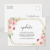 ピンクの花嫁衣裳 ウェディング 結婚式の日程変更のお知らせ ポストカード (正面/裏面)