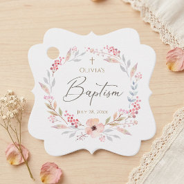 ピンクの花嫁風バプテスマファンシー正方形 フェイバータグ