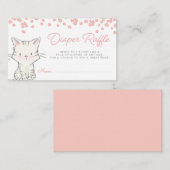 ピンクの花子女の子ベビーシャワーおむつラッフル エンクロージャーカード (正面/裏面)