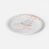 ピンクの花子猫ガールベビーシャワー ペーパープレート (アングル)