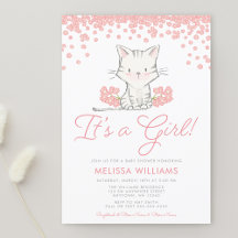 ピンクの花子猫ガールベビーシャワー