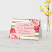 ピンクの花孫娘の卒業 カード (黄色い花)