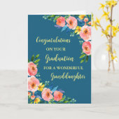 ピンクの花孫娘の卒業 カード (黄色い花)