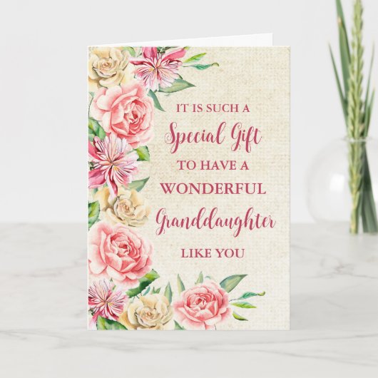 ピンクの花孫娘ハッピーマザーズデー カード (正面)