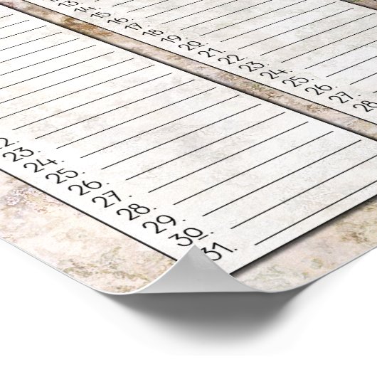 ピンクの花崗岩の永遠の誕生日カレンダー ポスター (角)