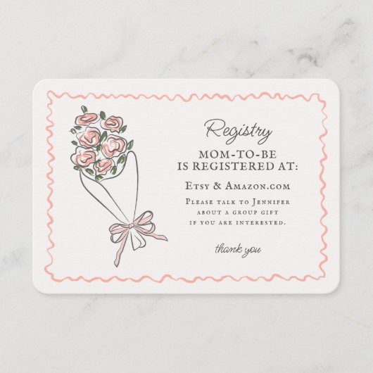 ピンクの花市場新鮮なフローラレジストリ挿入 エンクロージャーカード (正面)