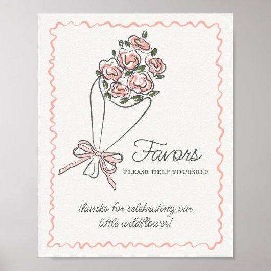 ピンクの花市場新鮮なフローラ好意サイン ポスター (正面)