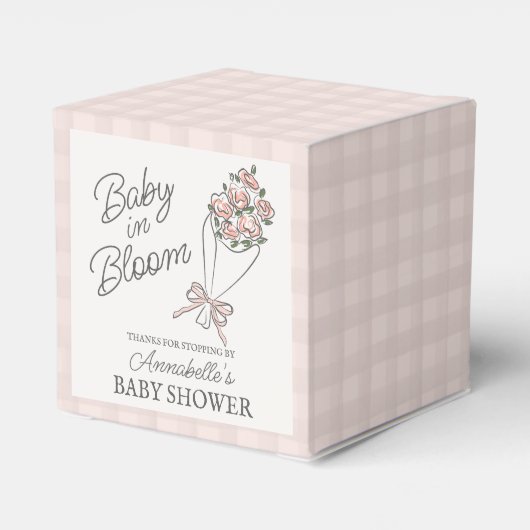 ピンクの花市場新鮮なフローラ赤ちゃんシャワー フェイバーボックス (裏面サイド)