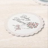 ピンクの花市場新鮮なフローラ赤ちゃんシャワー ペーパーコースター (アングル)