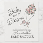 ピンクの花市場新鮮なフローラ赤ちゃんシャワー ワインラベル (シングルラベル)