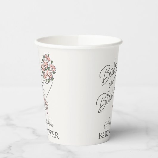 ピンクの花市場新鮮なフローラ赤ちゃんシャワー 紙コップ (左)