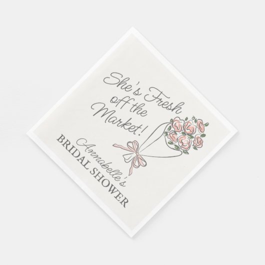 ピンクの花市場 フレッシュフラワーのブライダルシャワー スタンダードランチョンナプキン (角)