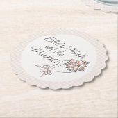 ピンクの花市場 フレッシュ フローラル ブライダル シャワー ペーパーコースター (アングル)