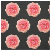 ピンクの花布、黒 ファブリック (見本)