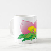 ピンクの花弁と黄色い花 コーヒーマグカップ (正面左)