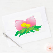 ピンクの花弁の花と黄色い花 長方形シール