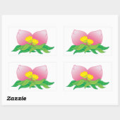 ピンクの花弁の花と黄色い花 長方形シール (シート)