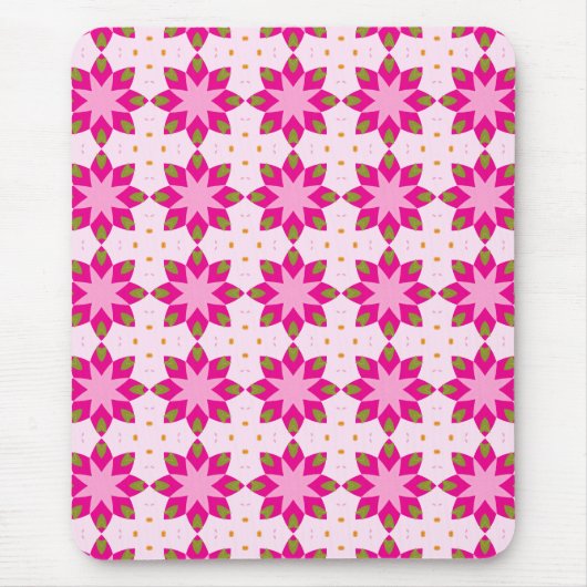ピンクの花弁モザイク柄 マウスパッド (正面)