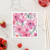 ピンクの花弁 | 水彩花の描かれたフラワー スタンダードカクテルナプキン (インサイチュ)