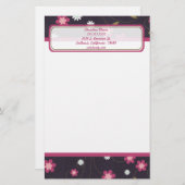 ピンクの花形文房具 便箋 (正面/裏面)