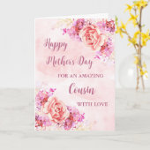 ピンクの花従姉妹ハッピーマザーズデイカード カード (黄色い花)
