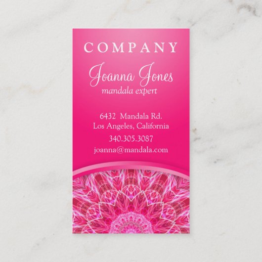 ピンクの花愛曼荼羅 名刺 (裏面)