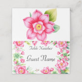 ピンクの花折り座席表 プレイスカード (外部開封)