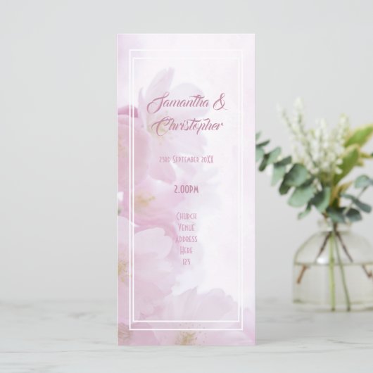 ピンクの花教会の結婚式プログラム プログラム (スタンド正面)