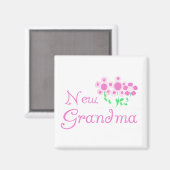 ピンクの花新しいおばあちゃんTシャツ&ギフト マグネット (正面/裏面)