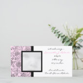 ピンクの花新生児発表写真カード 案内状 (スタンド正面)