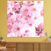 ピンクの花日本のさくらんぼフローラ キャンバスプリント (インサイチュ (リビング))
