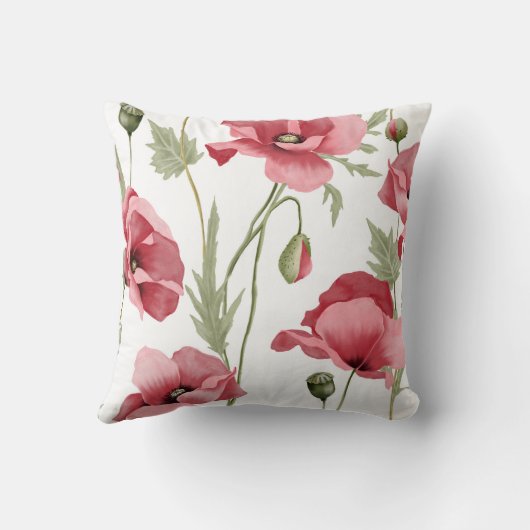 ピンクの花春夏の抽象芸術フローラ クッション (裏面)