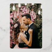 ピンクの花春夕べお祝い金ゴールド 箔招待状 (裏面)