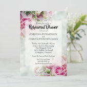 ピンクの花束と牡丹の結婚式リハーサルディナー 招待状 (スタンド正面)