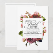 ピンクの花束の花をあしらったウェディングシャワーの招待状 招待状 (正面/裏面)