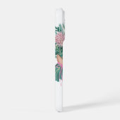 ピンクの花束を持つおしゃれな女性 iPhoneケース (右側面)