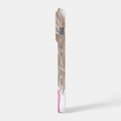 ピンクの花束を持つおしゃれな女性 iPhoneケース (左側面)